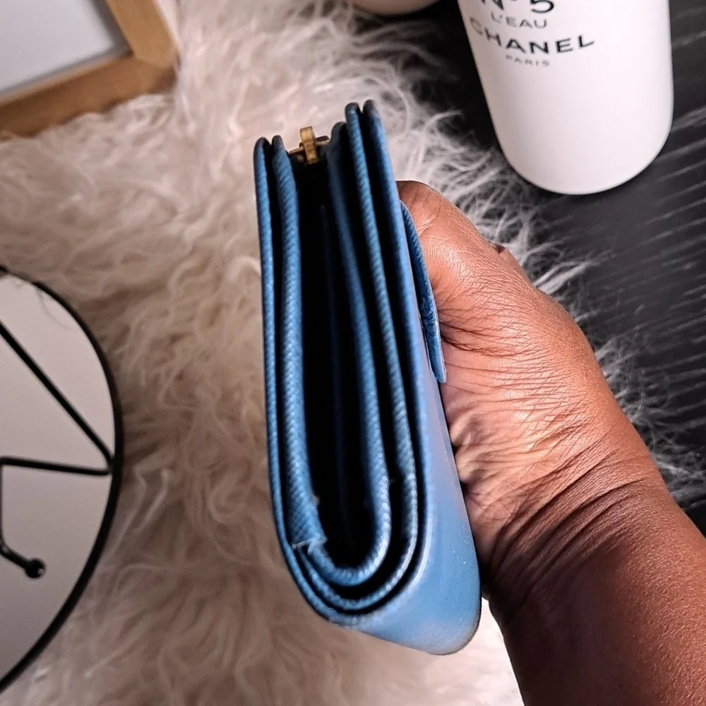 Prada Saffiano Bifold Compact Half Zip Wallet